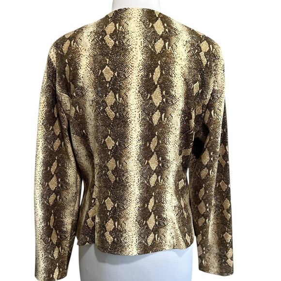 Vintage 90s Y2K MHM Microsuede Rattlesnake Print Fitted Jacket Blazer SZ L - Picture 5 of 6